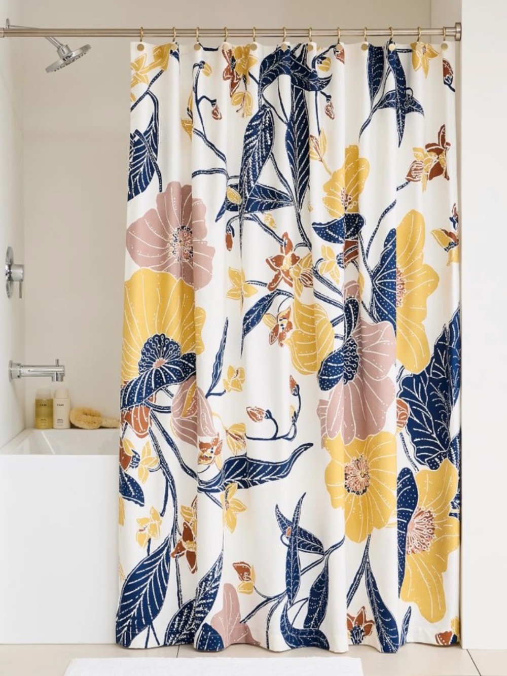 West Elm Poppy Floral Shower Curtain, new in bag